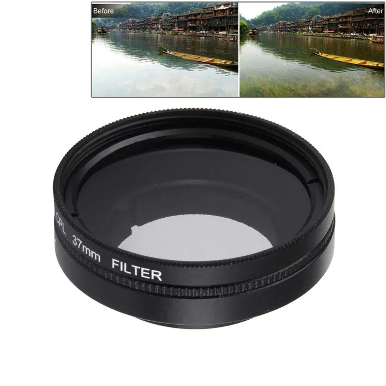 JUNESTAR cho Xiaomi Xiaoyi Yi II Camera Hành Động Thể Thao 4K Bộ Lọc CPL 37mm Chuyên Nghiệp + Nắp Bảo Vệ Ống Kính, Bộ Lọc CPL + Nắp Ống Kính