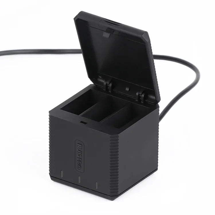 RUIGPRO Hộp Sạc 3 Pin USB với Cáp & Đèn Báo cho GoPro HERO9 Black / HERO10 Black