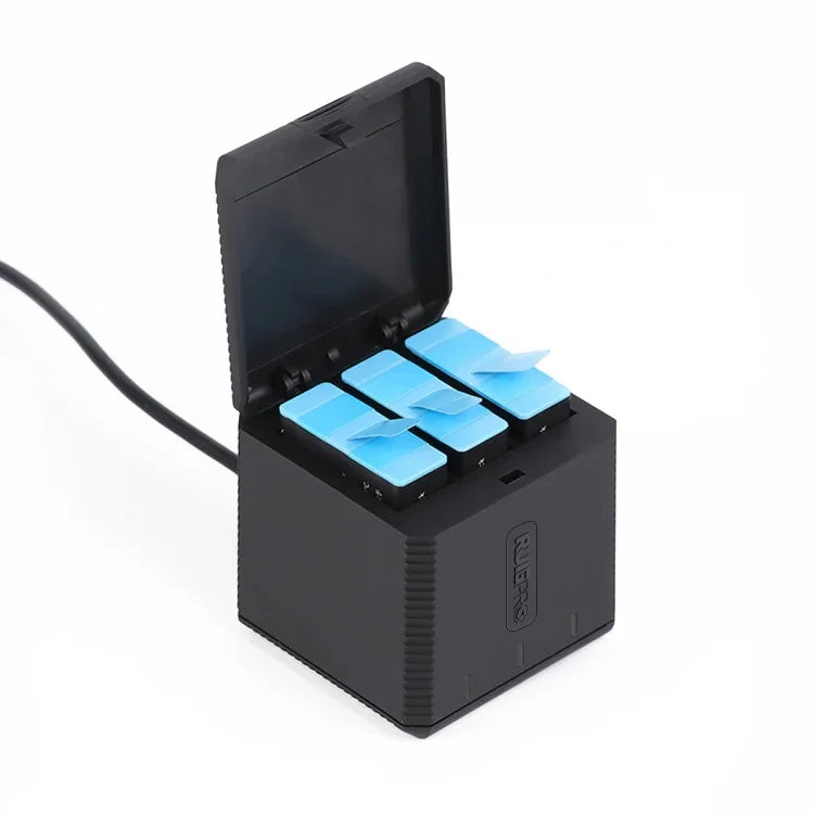 RUIGPRO Hộp Sạc 3 Pin USB với Cáp & Đèn Báo cho GoPro HERO9 Black / HERO10 Black