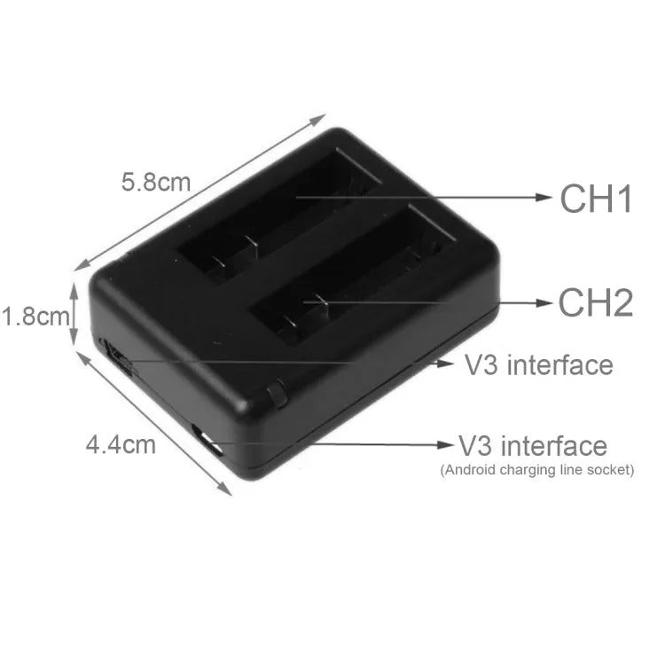 Bộ sạc pin USB đôi BC-AZ16 cho Xiaomi Xiaoyi II 4K, Dành cho Xiaomi Xiaoyi II 4K