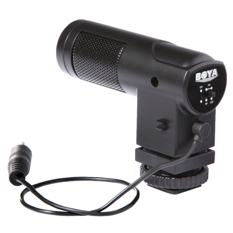 Micro condenser stereo X/Y BOYA BY-V01 với giá đỡ chống rung tích hợp, giá đỡ cold-shoe & chắn gió cho điện thoại thông minh, máy ảnh DSLR và máy quay phim, BY-V01