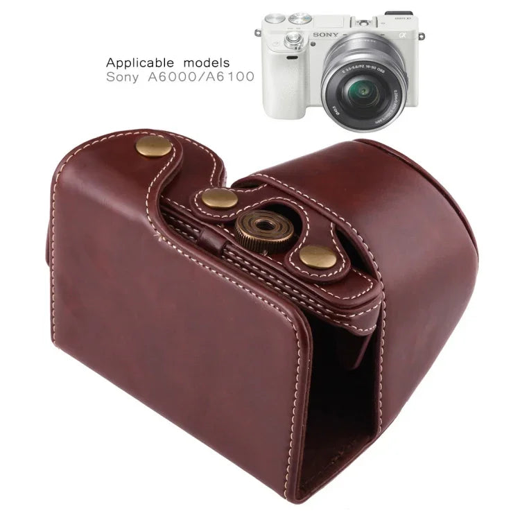 Túi đựng máy ảnh toàn thân bằng da PU có dây đeo cho Sony A6000 / A6300 / Nex 6, Dành cho Sony A6000, Dành cho A6000