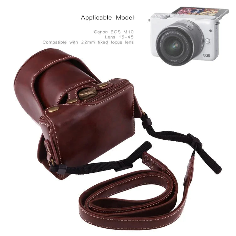 Túi đựng máy ảnh toàn thân bằng da PU có dây đeo cho Canon EOS M10, Dành cho EOS M10