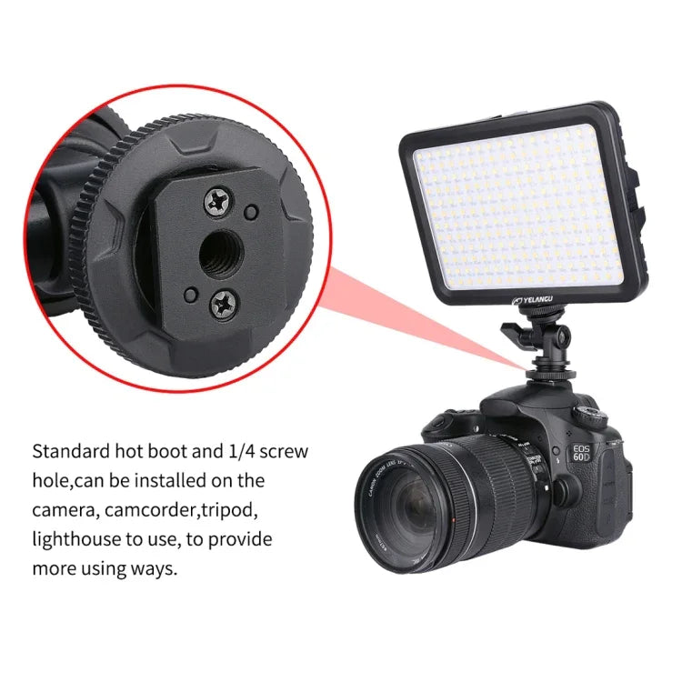 Đèn Studio Dimmable Không Cực YELANGU YLG0504B 204 LED 1000LM 3300-5600K cho Canon, Nikon, Máy Ảnh DSLR, 204 LED