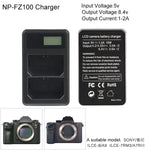 Bộ sạc pin kỹ thuật số LCD hai kênh với cổng USB cho pin Sony NP-FZ100, Tương thích với Sony A9 (ILCE-9), Pin NP-FZ100 đôi