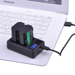 Bộ sạc pin kỹ thuật số LCD hai kênh với cổng USB cho pin Sony NP-FZ100, Tương thích với Sony A9 (ILCE-9), Pin NP-FZ100 đôi