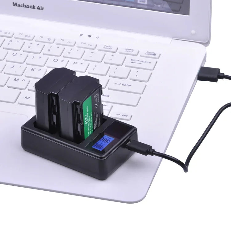 Bộ sạc pin kỹ thuật số LCD hai kênh với cổng USB cho pin Sony NP-FZ100, Tương thích với Sony A9 (ILCE-9), Pin NP-FZ100 đôi