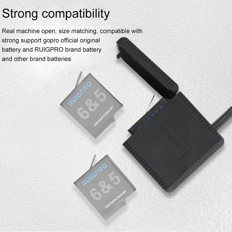 RUIGPRO Hộp sạc vỏ pin ba pin USB kèm cáp USB & đèn báo LED cho GoPro HERO6 /5