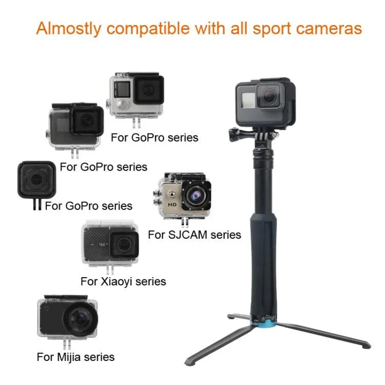 Giá đỡ chân máy gập di động gậy selfie cho GoPro, Insta360, DJI và các máy quay hành động khác, chiều dài: 23.5-81cm, RUIGPRO