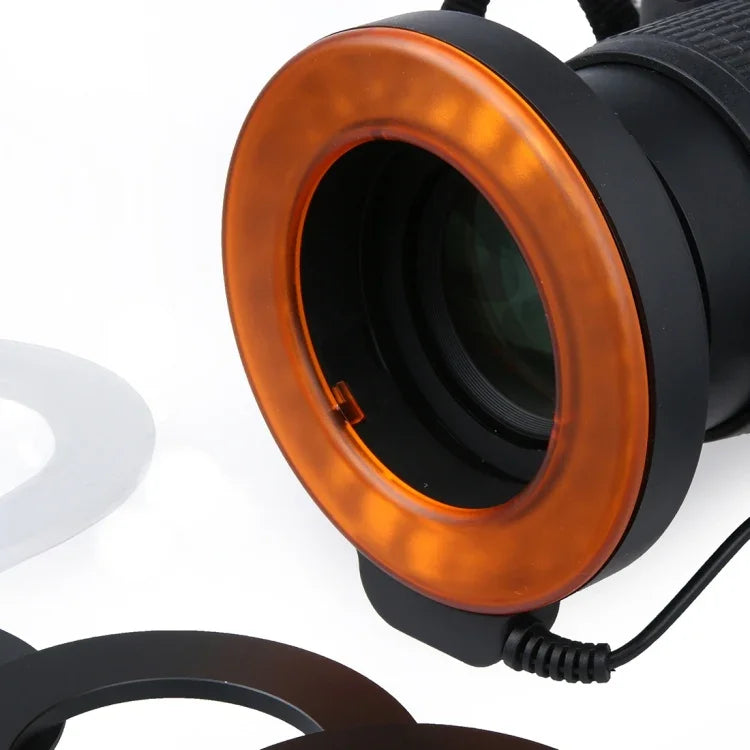 Đèn Flash LED Tròn với 48 Đèn LED & 6 Vòng Chuyển Đổi (49mm/52mm/55mm/58mm/62mm/67mm) cho Ống Kính Macro