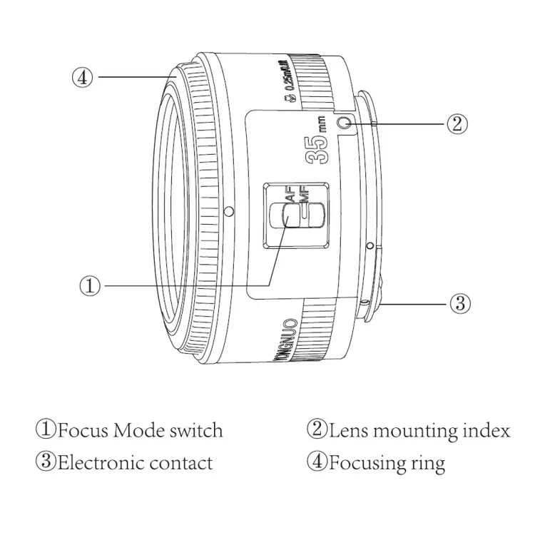 Ống Kính Lấy Nét Tự Động Góc Rộng YONGNUO YN35MM F2N 1:2 cho Máy Ảnh DSLR Nikon, YN35MM F2N