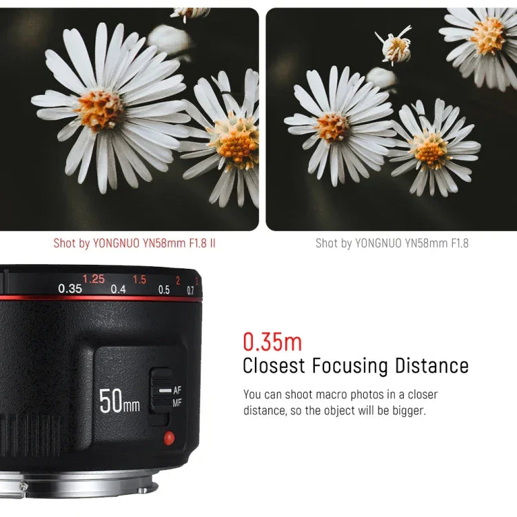 Ống Kính Lấy Nét Tự Động YONGNUO YN50MM F1.8C II F1.8 cho Canon EF Mount Ống Kính Mới, YN50MM F1.8C II