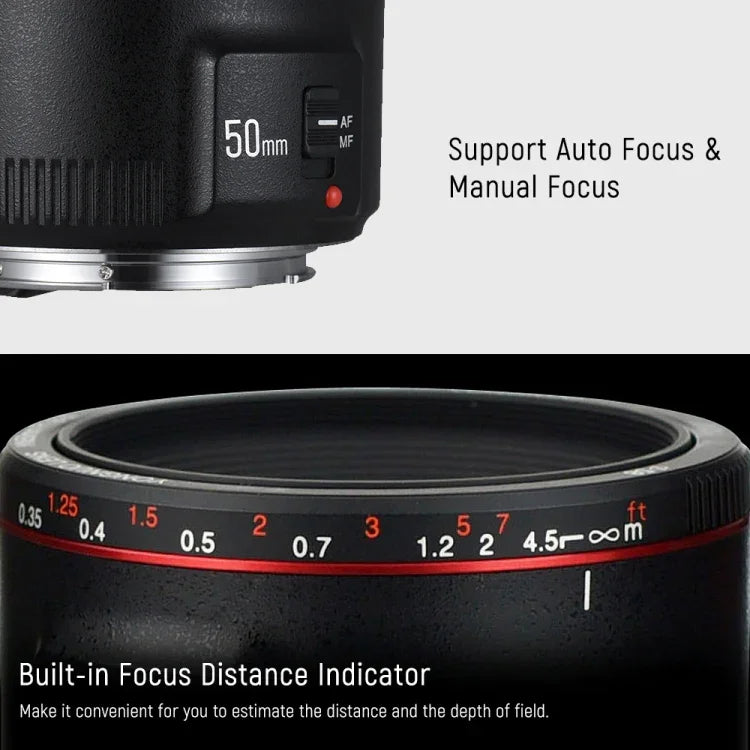 Ống Kính Lấy Nét Tự Động YONGNUO YN50MM F1.8C II F1.8 cho Canon EF Mount Ống Kính Mới, YN50MM F1.8C II
