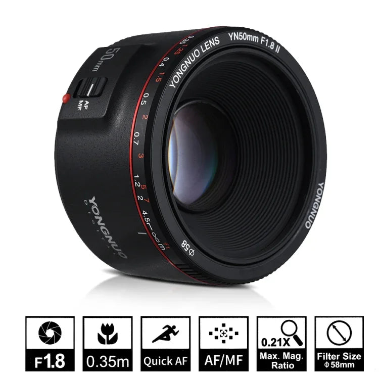 Ống Kính Lấy Nét Tự Động YONGNUO YN50MM F1.8C II F1.8 cho Canon EF Mount Ống Kính Mới, YN50MM F1.8C II