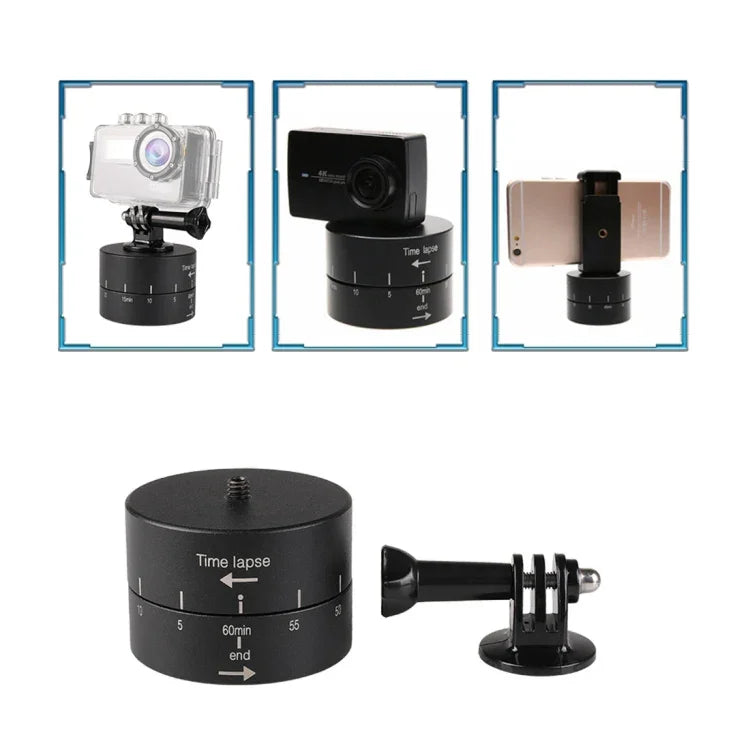 Bộ Chuyển Đầu Chân Máy Ổn Định Quay Tua Tự Động 360 Độ Thời Gian 60 Phút cho GoPro, 60 Phút