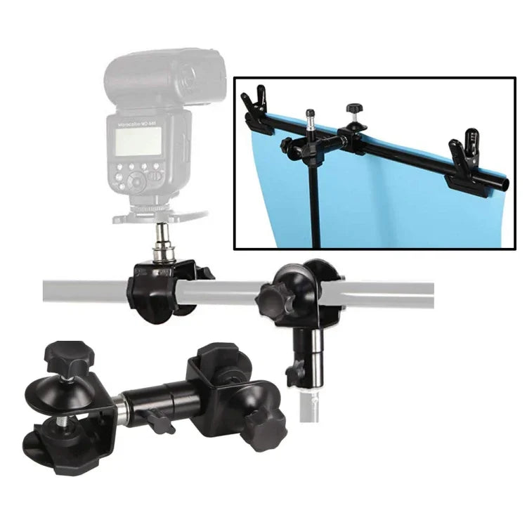 Kẹp giá đỡ ô dù máy ảnh 2 trong 1 loại C hỗ trợ chân máy, giá đỡ đèn cho chụp ảnh ngoài trời, Giá đỡ ô dù + Giá đỡ đèn