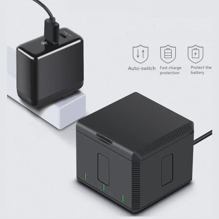 Hộp sạc pin ba ngăn USB RUIGPRO với đèn báo LED cho DJI OSMO Action 1, Hộp sạc