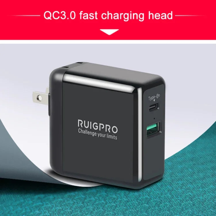 Hộp sạc pin ba ngăn USB RUIGPRO với đèn báo LED cho DJI OSMO Action 1, Hộp sạc