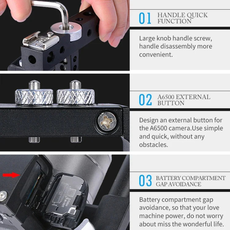 Giá đỡ ổn định lồng quay video YELANGU C6 cho Sony A6000 / A6300 / A6500 / A6400, Bộ ổn định
