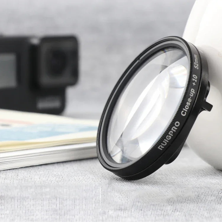 RUIGPRO cho GoPro HERO 7/6/5 Ống kính cận cảnh chuyên nghiệp 52mm 10X với vòng chuyển đổi bộ lọc & nắp ống kính, Ống kính cận cảnh 10X