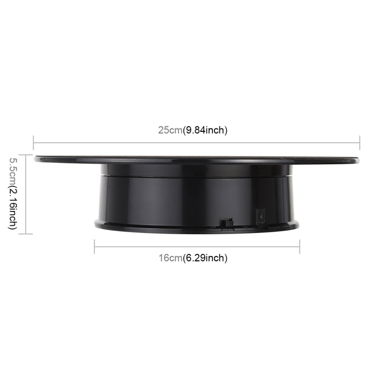 Đế xoay điện 360 độ 25cm cho chụp ảnh, đạo cụ quay video, Tải trọng 3kg, Dùng pin, 25cm/Dùng pin (B), 25cm/Dùng pin (BW), 25cm/Dùng pin (W)