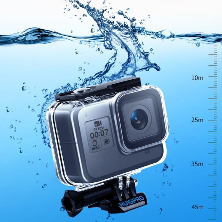 Vỏ bảo vệ chống nước 45m RUIGPRO cho GoPro HERO8 Black kèm khóa, giá đỡ cơ bản & ốc vít, RUIGPRO cho GoPro HERO8 Black