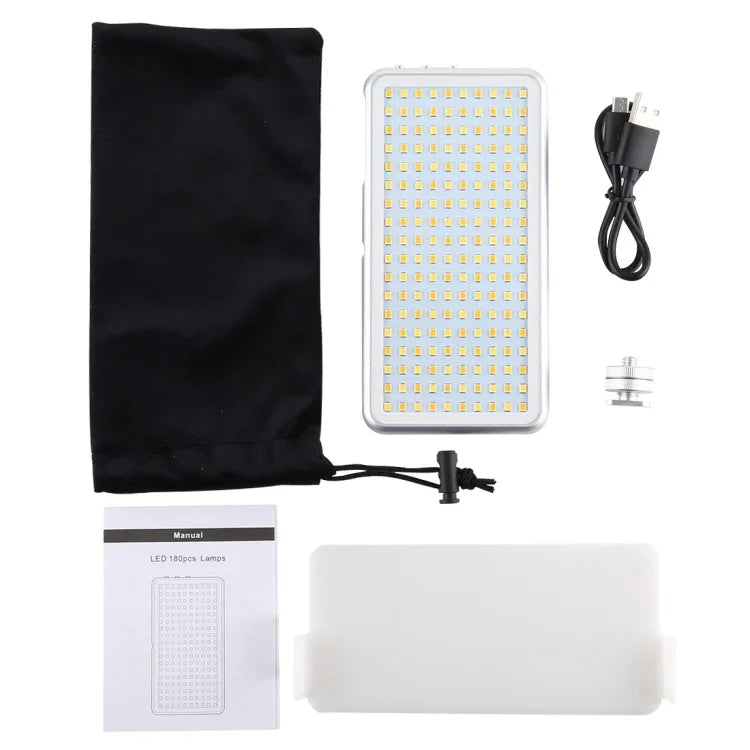 Đèn studio chuyên nghiệp LED011S Pocket 180 đèn LED cho vlog, chụp ảnh & video với màn hình OLED & adapter cold shoe cho máy ảnh Canon / Nikon DSLR, 180 LED