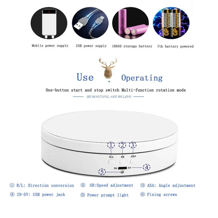 Giá Đỡ Quay 360 Độ Thông Minh Sạc USB 13.8cm, Đồ Dùng Quay Video, Tải Trọng 3kg