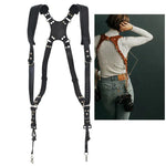 Dây Đeo Máy Ảnh Da Hai Vai Chống Trượt Khóa Nhanh Có Móc Kim Loại cho Máy Ảnh SLR / DSLR, Hai Vai (Nâu), Hai Vai (Đen)