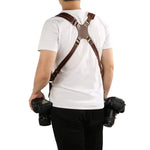 Dây Đeo Máy Ảnh Da Hai Vai Chống Trượt Khóa Nhanh Có Móc Kim Loại cho Máy Ảnh SLR / DSLR, Hai Vai (Nâu), Hai Vai (Đen)