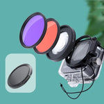 RUIGPRO bộ lọc ống kính macro 58mm 16X + bộ lọc ống kính lặn đỏ/tím + bộ vỏ chống nước với vòng chuyển đổi bộ lọc & nắp ống kính cho GoPro HERO8