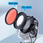 RUIGPRO bộ lọc ống kính macro 58mm 16X + bộ lọc ống kính lặn đỏ/tím + bộ vỏ chống nước với vòng chuyển đổi bộ lọc & nắp ống kính cho GoPro HERO8