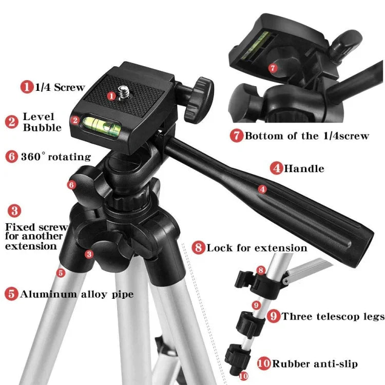 Chân Máy Phát Trực Tiếp 3120 Chân Gấp 4 Khúc Hợp Kim Nhôm Đầu Chân Máy Hình Chữ U Ba Chiều cho Máy Ảnh DSLR & Kỹ Thuật Số, Chiều Cao Điều Chỉnh: 34-103cm, 3120 Bạc, 3120 Đen