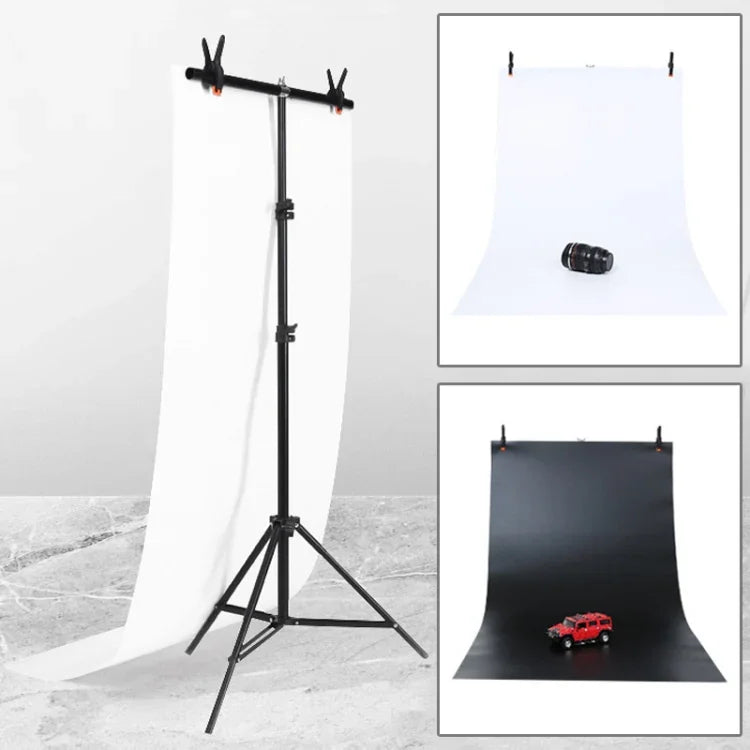 Giá Đỡ Hỗ Trợ Phông Nền Studio Ảnh Hình Chữ T 70x200cm Bộ Giá Đỡ Thanh Ngang Kèm Phông Nền PVC Đen / Trắng 70x140cm, 70x200cm Kèm Phông Nền