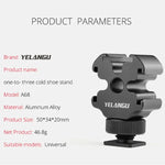 YELANGU YLG0601A A68 Giá Đỡ Kim Loại Ba Đầu Gắn Giày Lạnh Cho Micro và Đèn Flash, YELANGU A68 Ba Đầu Giày Lạnh