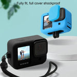 Ốp bảo vệ silicone cho GoPro HERO10 Black / HERO9 Black kèm dây đeo cổ tay & nắp ống kính, Dành cho GoPro HERO10 Black
