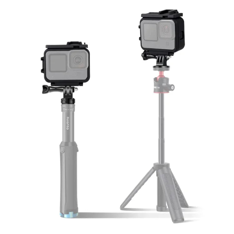 Ốp bảo vệ khung nhựa cho GoPro HERO10 Black / HERO9 Black kèm móc khóa đế & ốc dài, Khung nhựa