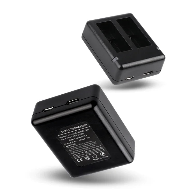 Bộ sạc pin đôi USB kèm cáp & đèn báo cho GoPro HERO9 Black / HERO10 Black / HERO11 Black / HERO12 Black, Dành cho GoPro HERO9 Black