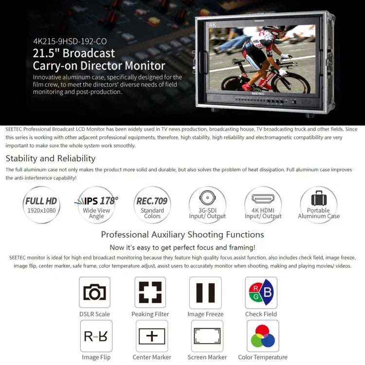 Màn hình giám sát trường quay SEETEC 4K215-9HSD-CO 1920x1080 21.5 inch SDI / HDMI Full HD, 4K215-9HSD-CO