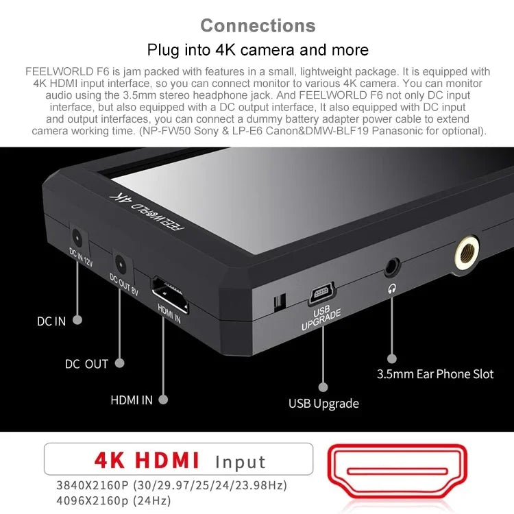 Màn hình trường quay FEELWORLD F6 5.5 inch IPS 1920x1080 HDMI 4K, F6