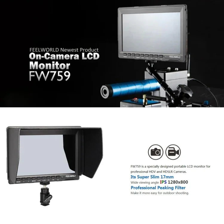 Màn hình camera FW759 FEELWORLD 1280x800 7 inch IPS Mỏng nhẹ HD, FW759