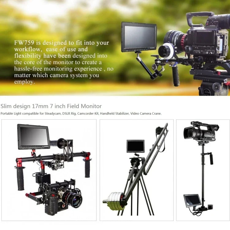Màn hình camera FW759 FEELWORLD 1280x800 7 inch IPS Mỏng nhẹ HD, FW759
