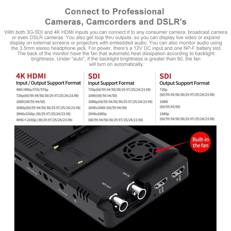 Màn hình trường quay FEELWORLD LUT6S 1920x1080 2600 nits 6 inch IPS HDMI 4K cảm ứng SDI HDI, LUT6S