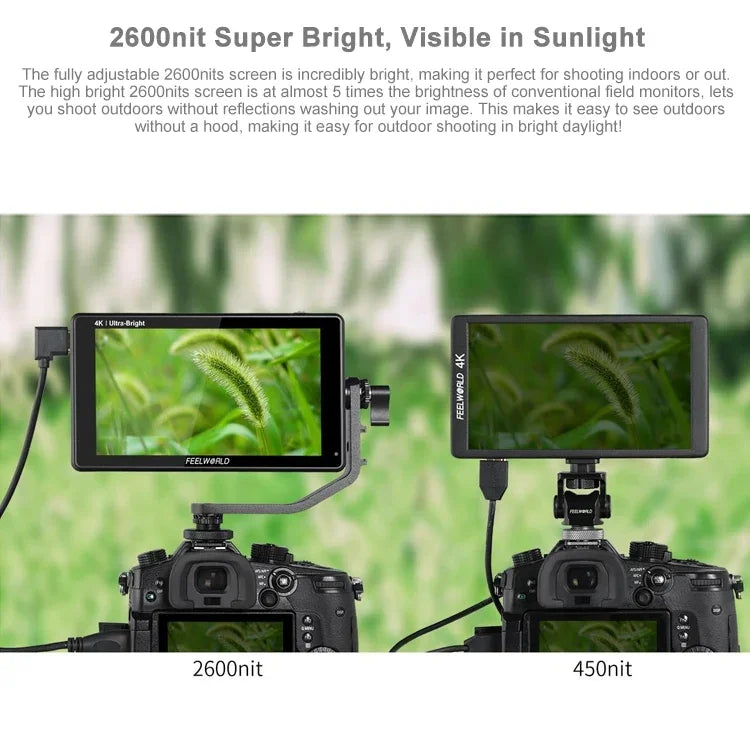 Màn hình trường quay FEELWORLD LUT6S 1920x1080 2600 nits 6 inch IPS HDMI 4K cảm ứng SDI HDI, LUT6S