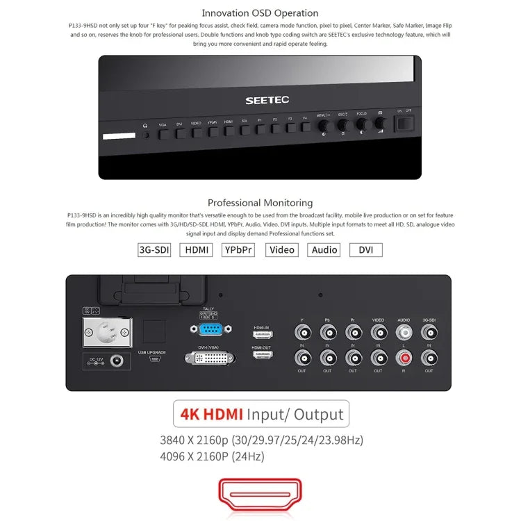 Màn hình trường quay SEETEC P133-9HSD 1920x1080 13.3 inch cấp phát sóng Full HD, P133-9HSD
