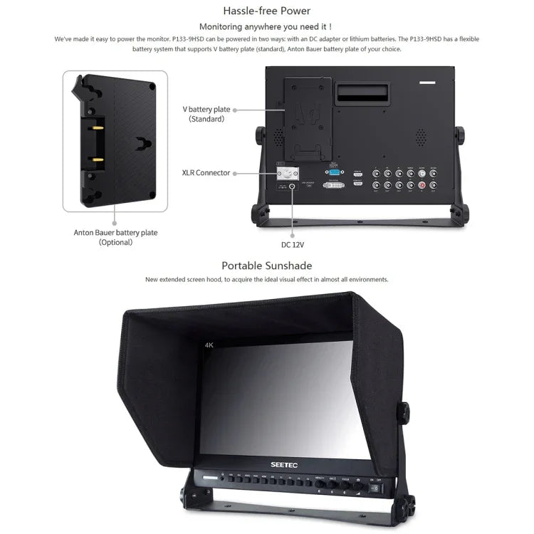 Màn hình trường quay SEETEC P133-9HSD 1920x1080 13.3 inch cấp phát sóng Full HD, P133-9HSD