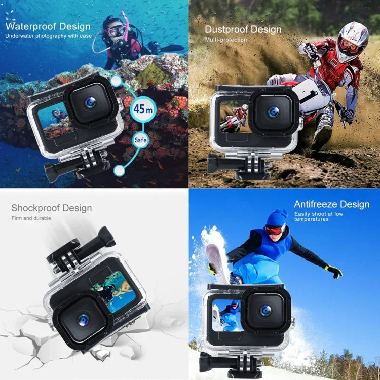 Vỏ bảo vệ chống nước 45m với khóa, giá đỡ cơ bản & ốc vít cho GoPro HERO10 Black / HERO9 Black, Dành cho GoPro HERO9 Black