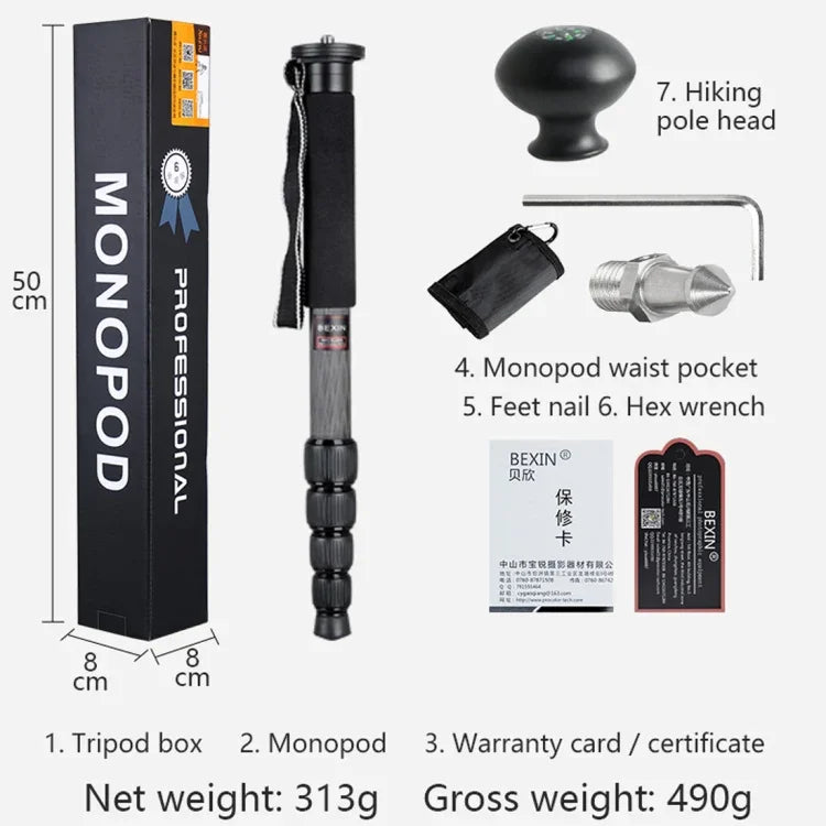 Giá đỡ monopod sợi carbon máy ảnh DSLR du lịch ngoài trời BEXIN MCS285, MCS285