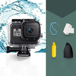 Vỏ bảo vệ chống nước 45m cho GoPro HERO8 Black kèm khóa, giá đỡ cơ bản & ốc vít & tay cầm phao nổi & dây đeo & miếng chèn chống mờ, Vỏ HERO8 trong suốt
