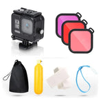 Vỏ bảo vệ chống nước 45m cho GoPro HERO8 Black kèm khóa, giá đỡ cơ bản & ốc vít & bộ lọc (Tím, Đỏ, Hồng) & tay cầm phao nổi & dây đeo & miếng chống sương mù, Vỏ HERO8 trong suốt + Bộ lọc